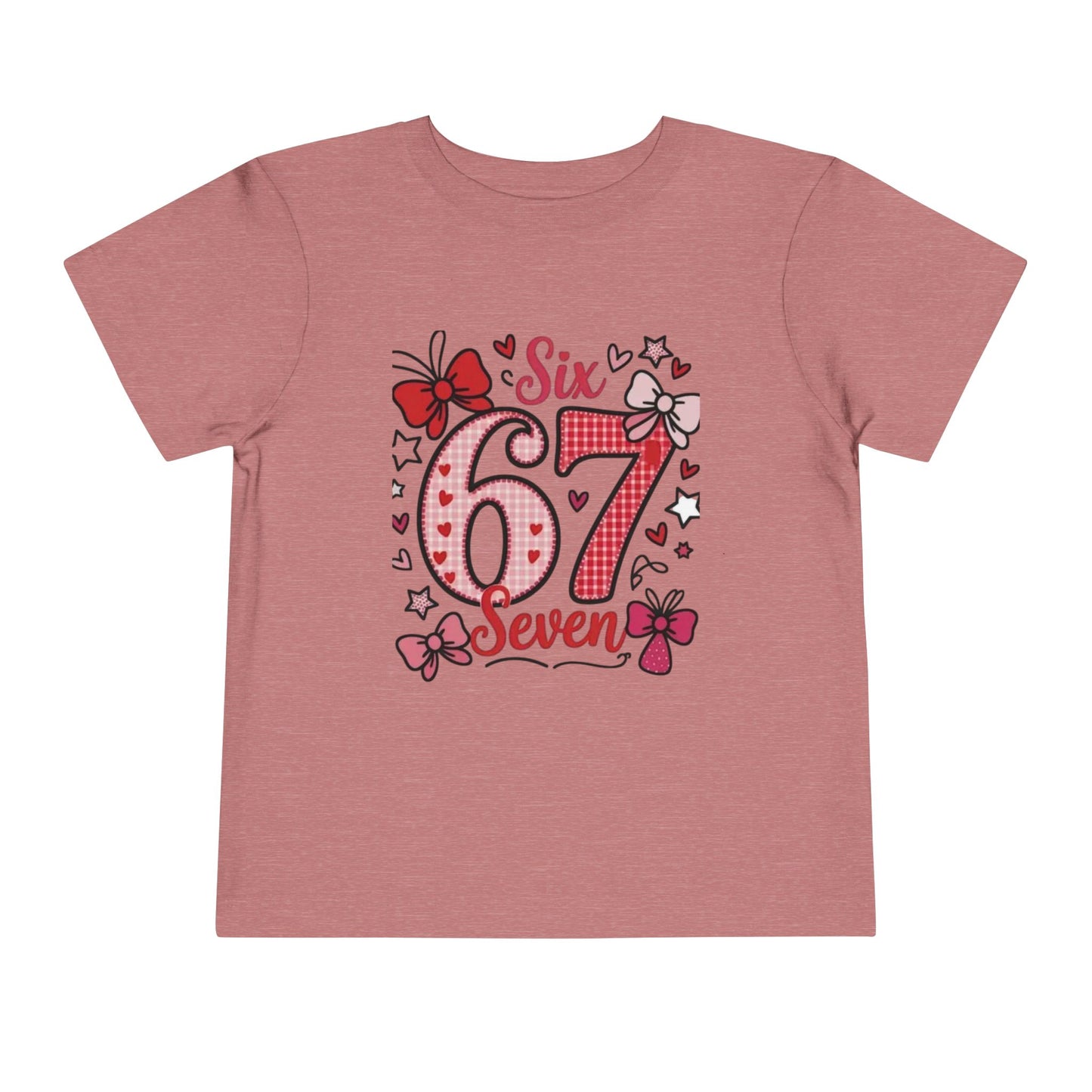 Girls' 'Six 67 Seven' Birthday Toddler Tee — Pink Bow 6th Birthday Shirt