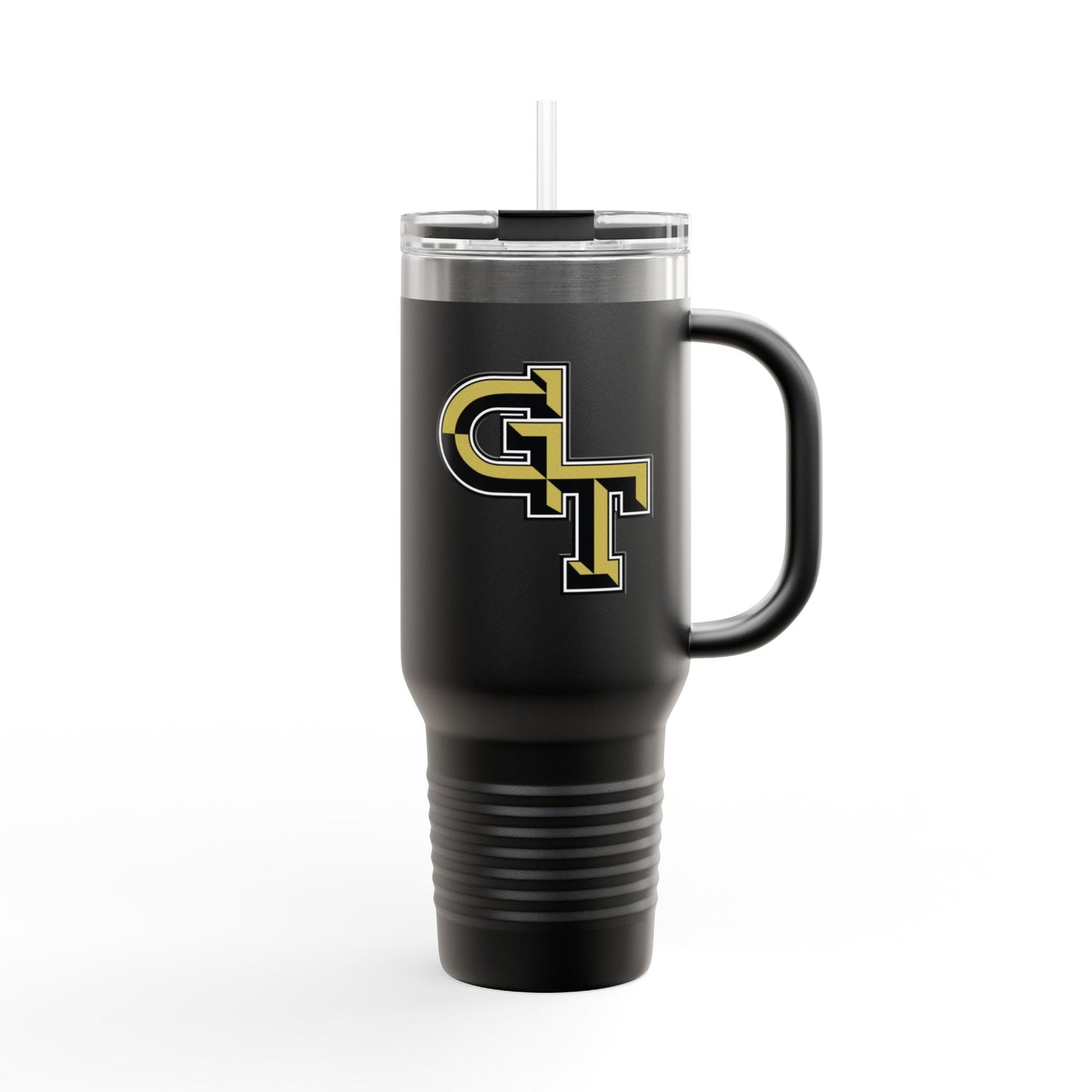 Lamesa Golden Tornadoes Yellow Monogram 40oz Insulated Travel Mug – Large Stainless Tumbler with Straw