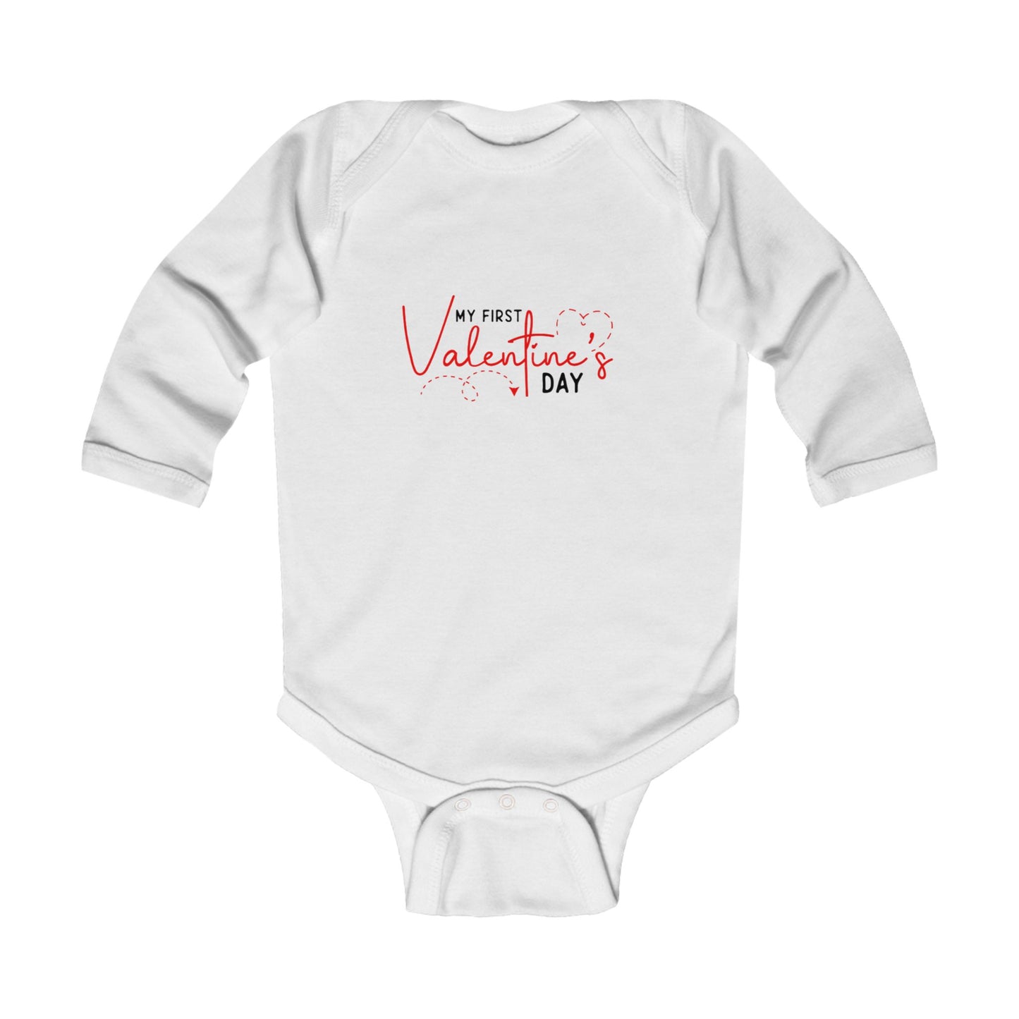 Infant Bodysuit - "My First Valentine's Day" Long Sleeve Baby Onesie