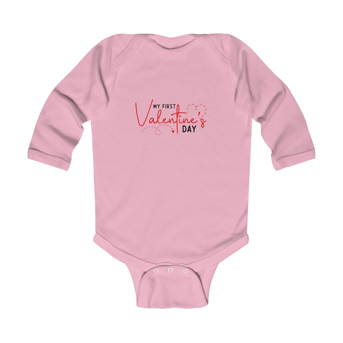 Infant Bodysuit - "My First Valentine's Day" Long Sleeve Baby Onesie