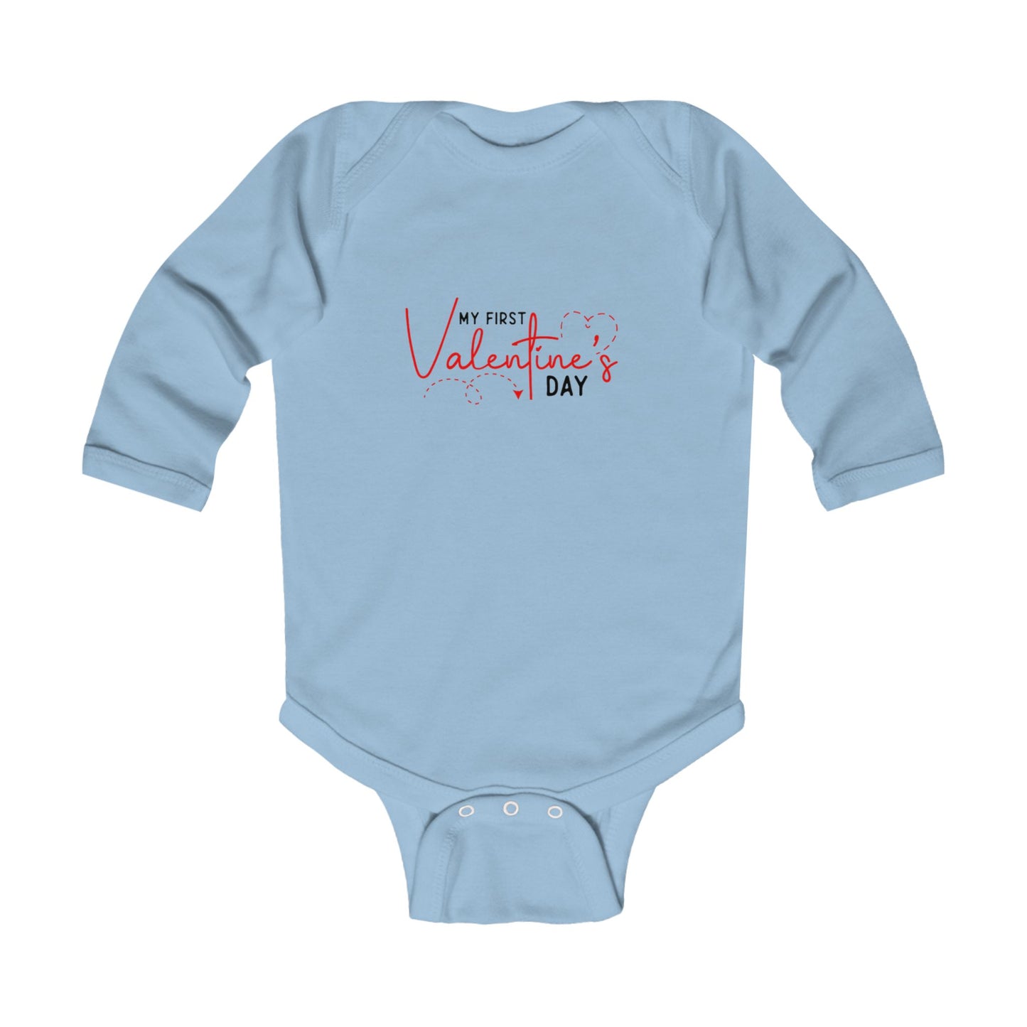 Infant Bodysuit - "My First Valentine's Day" Long Sleeve Baby Onesie