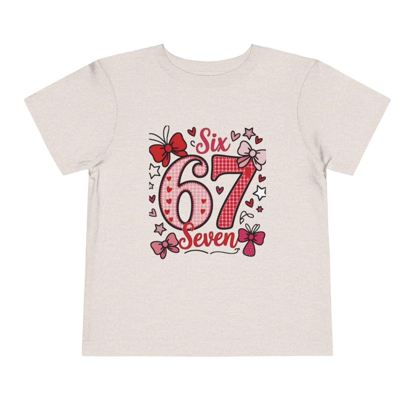 Girls' 'Six 67 Seven' Birthday Toddler Tee — Pink Bow 6th Birthday Shirt