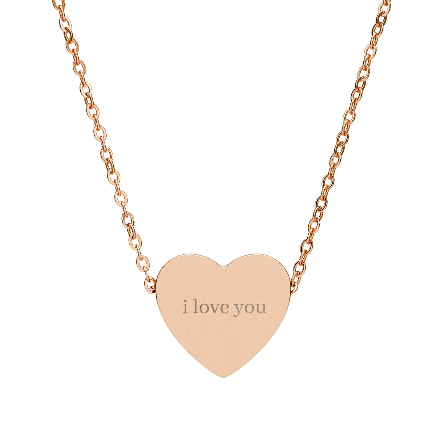 Engraved Heart Necklace — "I Love You" Pendant