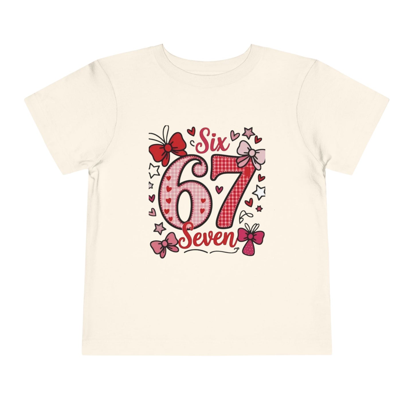 Girls' 'Six 67 Seven' Birthday Toddler Tee — Pink Bow 6th Birthday Shirt