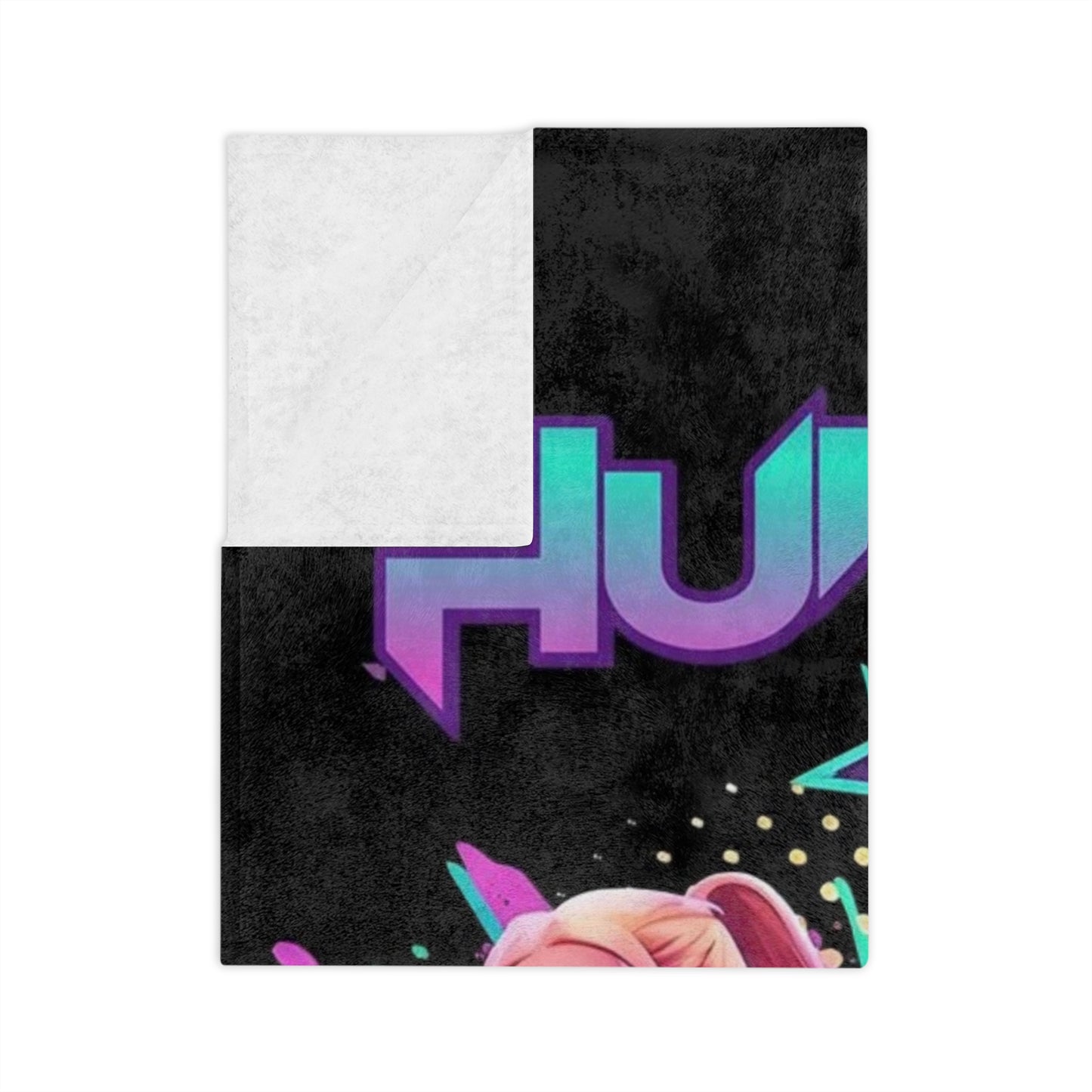 HUNTRX Anime Character Velveteen Microfiber Blanket — Neon Kawaii Gamer Throw
