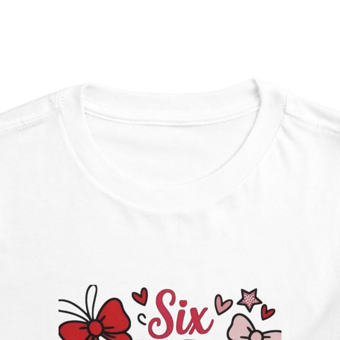 Girls' 'Six 67 Seven' Birthday Toddler Tee — Pink Bow 6th Birthday Shirt