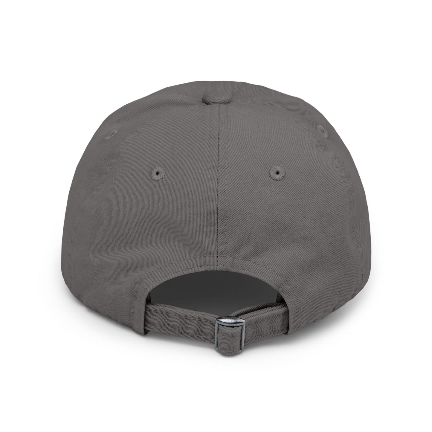 Distressed Black Dad Cap — Subtle 'Trap' Stamp Logo